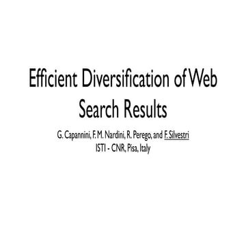 "Efficient Diversification of Web Search Results"