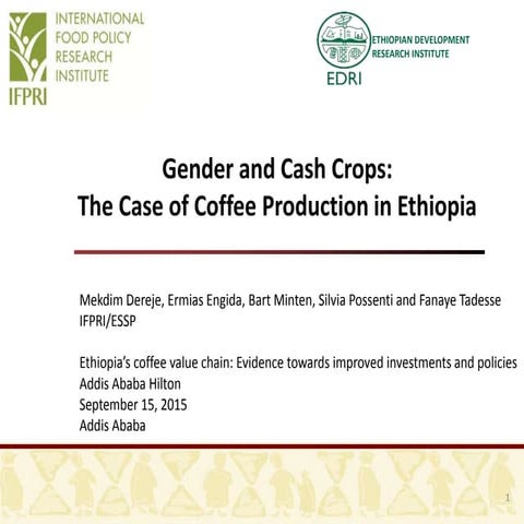 Gender and Cash Crops: The Case of Coffee Production in Ethiopia  