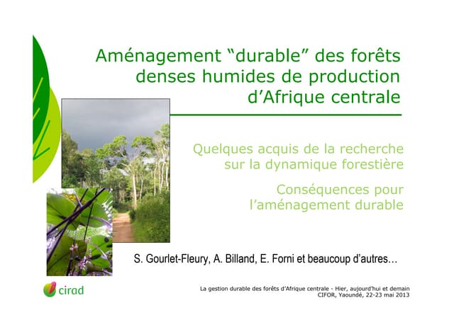 thumbnail of  Aménagement "durable" des forêts denses humides de production d'Afrique centrale
