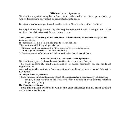 Silviculture iof (silviculture system)