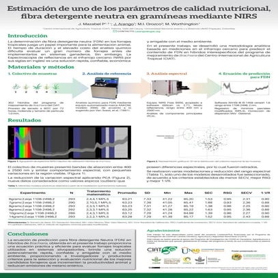 Estimación de uno de los parámetros de calidad nutricional, fibra detergente neutra en gramíneas mediante NIRS