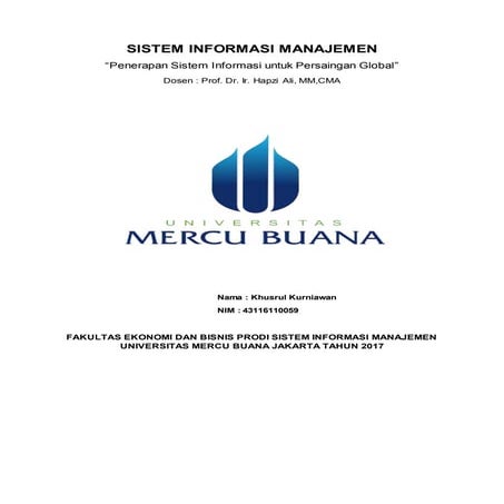 SIM, Khusrul Kurniawan, Prof. Dr. Hapzi Ali, Penerapan Sistem Informasi untuk...