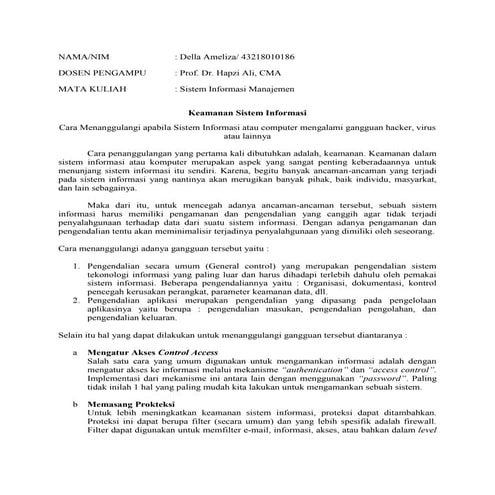 Sim, 10, della ameliza, prof. dr. hapzi ali, cma, keamanan sistem informasi. ...