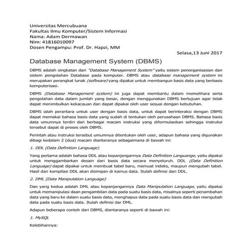 Sim 14, adam dermawan,hapzi ali,database,universitas mercu buana 2017