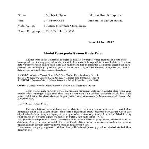 SIM 14, Michael Elyon, Prof. Dr. Hapzi, MM, database basis data , universitas...