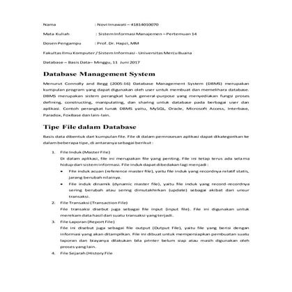 Sim 14, novi irnawati, hapzi ali, database   basis data, universitas mercu bu...