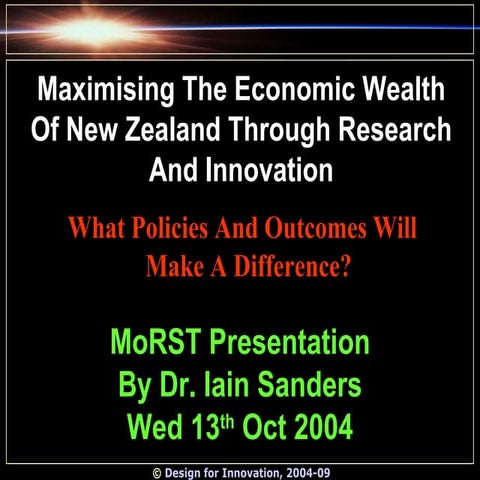 Wealth Creation from New Zealand Science and Technology