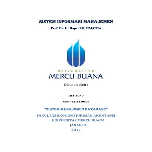 Sim5,listiyono, prof. dr. ir. hapzi ali, cma, mm. sistem manajemen data, univ...