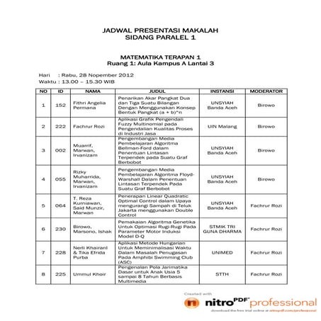 Simantap2012 jadwal presentasi