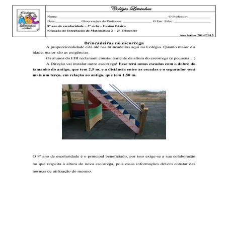 Situação de Integração de Matemática - Professora Sónia NAscimento