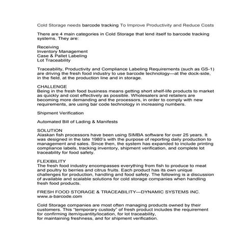 Cold Storage needs barcode tracking To Improve Productivity and Reduce ...