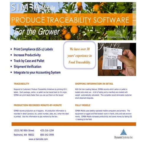 Simba mobile  for food traceability 4.12