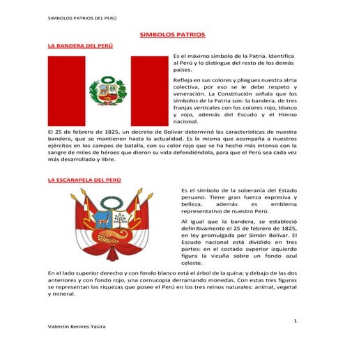Simbolos Patrios del Peru. Por Cervera Rosillo, Eduardo Miguel | DOCX