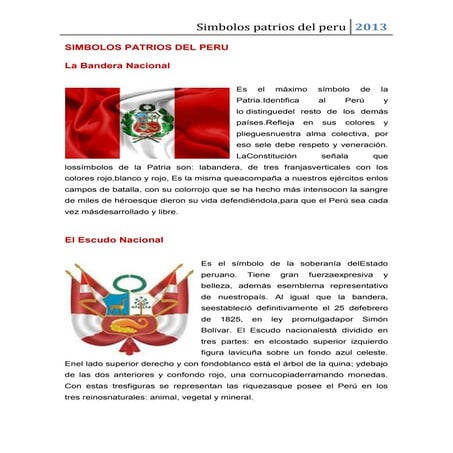 Los simbolos patrios perú word | DOCX