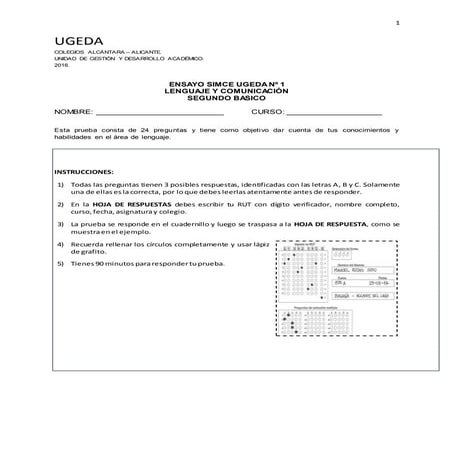 Simce lenguaje segundo basico cr