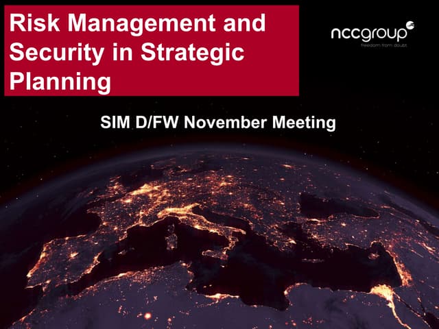 Risk Management and Security in Strategic Planning