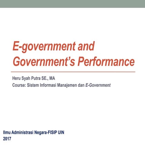 E-Gov and Gov's Performance