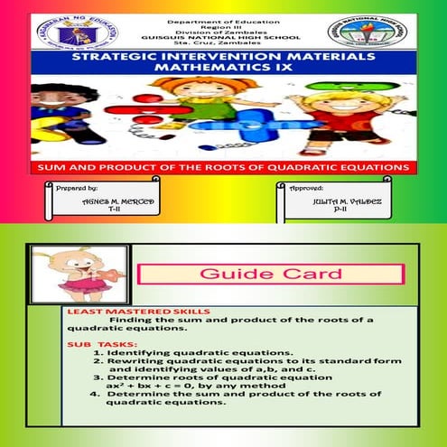 Sum and Product of the roots of Quadratic Equation by Agnes Merced