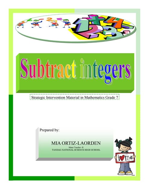 lesson plan on Addition & subtraction of integers | PPT