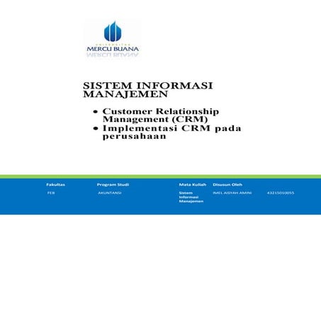 Sim 9, imel aisyah, hapzi ali, customer relationship management (crm),universitas mercu buana,2017