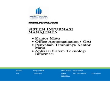 Sim, imel aisyah, hapzi ali, kantor maya dan office automatitation,universitas mercu buana,2017