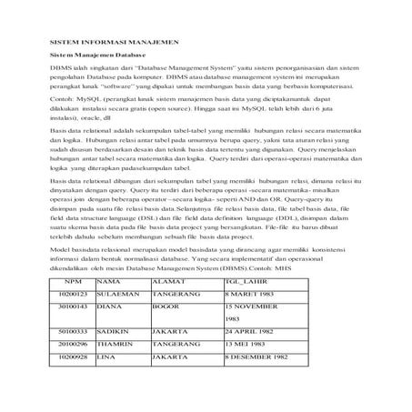 Sim, lintang kejora, hapzi ali, sistem manajemen database , universitas mercu...