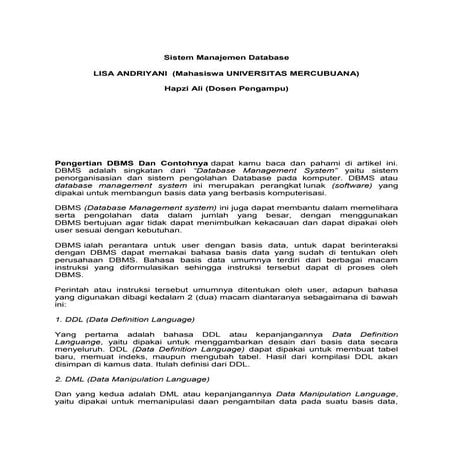 Sim,lisa andriyani,hapzi ali,sistem manajemen database,universitas mercubuana...