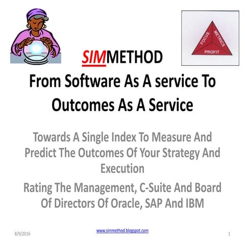 Simmethod from software as a service to outcomes as a service, oracle, sap and ibm 2017 and beyond