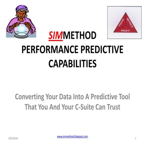 Simmethod predictive capabilities, converting your data into a predictive tool that you and your csuite can trust