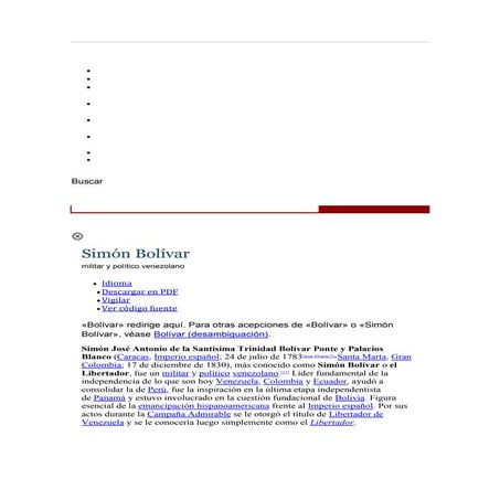 Biografía del Libertador Simón bolivar l