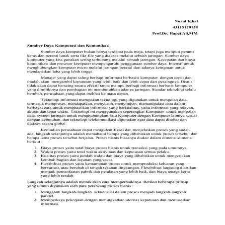 Sim, nurul iqbal, hapzi ali, sumber daya komputasi dan komunikasi, universita...