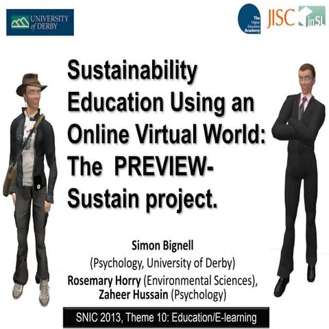 Sustainability Education Using an Online Virtual World:  The  PREVIEW-Sustain...