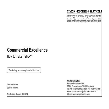 Executive | 140130 | Commercial Excellence: how to make it stick? | Presentat...