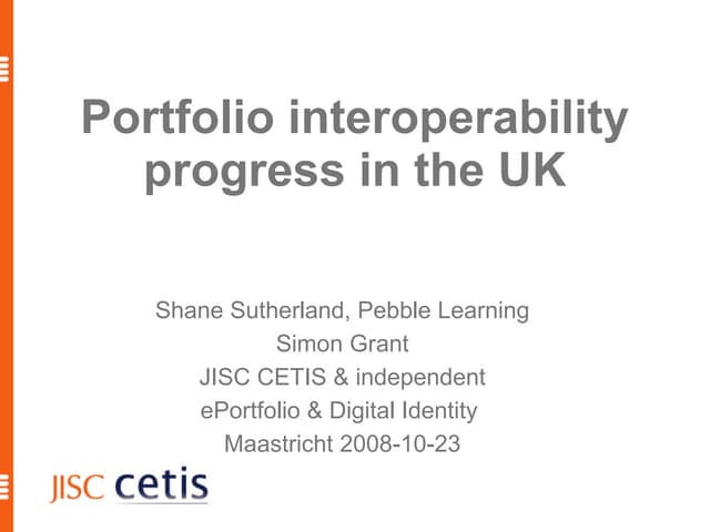 Portfolio interoperability progress...