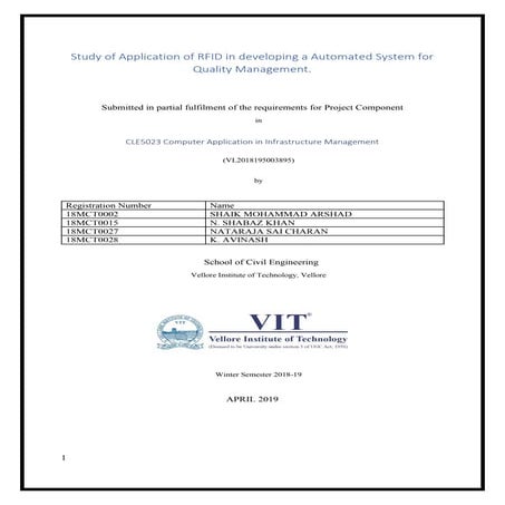 Study of Application of RFID in developing a Automated System for Quality Man...