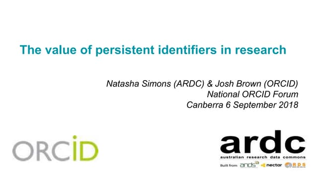 Simons orcid forum canberra 2018-PIDs in research