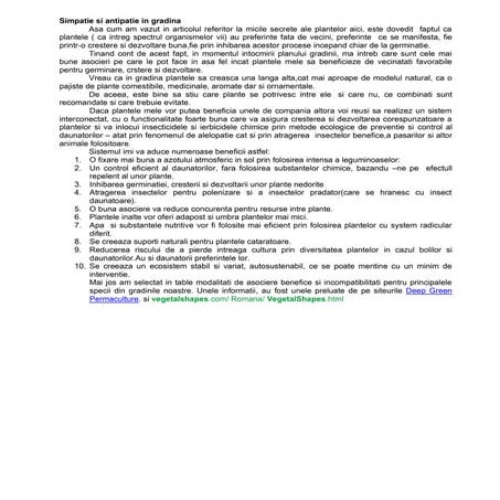 Simpatie si antipatie in gradina | DOCX