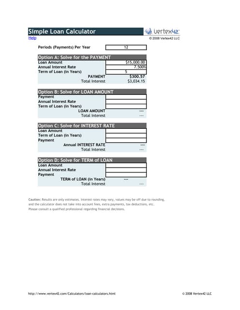 personal budget spreadsheet simple loan calculator