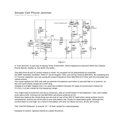 Simple cell phone jammer