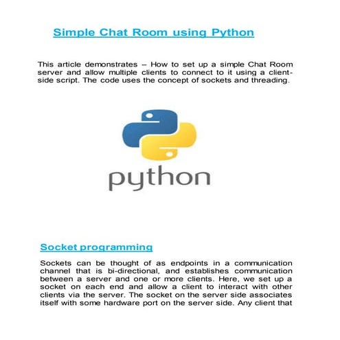 Simple chat room using python | PDF