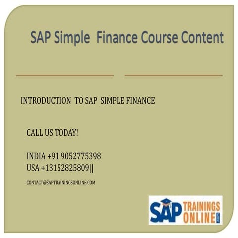 Simple finance Training | SAP Training
