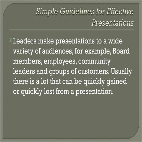 Simple Guidelines For Effective Presentations