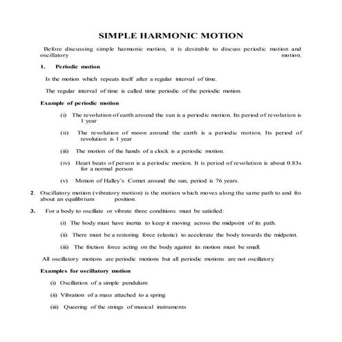 SIMPLE HARMONIC MOTION