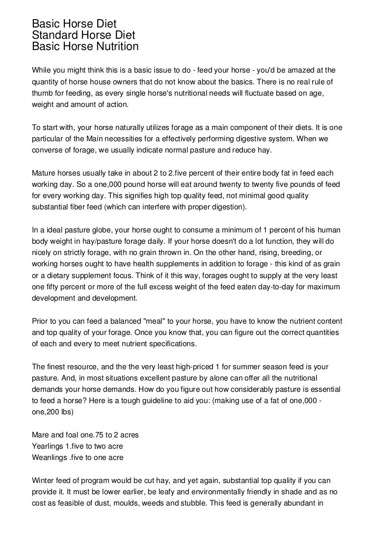 Basic Horse Diet Standard Horse Diet Basic Horse Nutr…