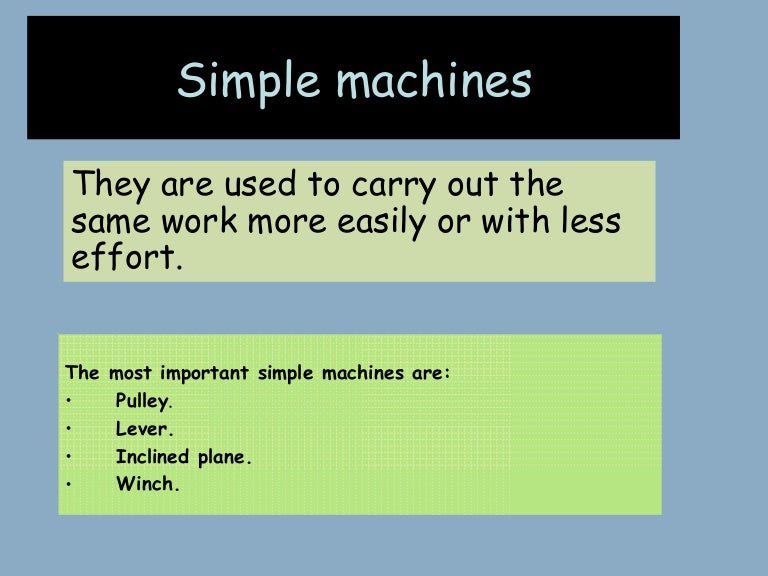 Simple machines Description