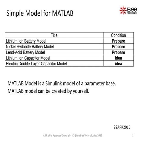 Simple Model for MATLAB | PPT