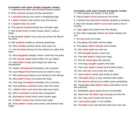 Exercises simple past - Answers | PDF