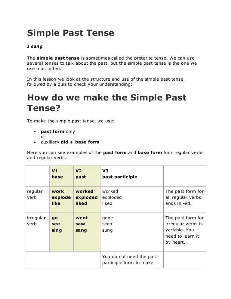 Past Tense Of Spread Review Simple Past 21 Nov alumnosestrella / It