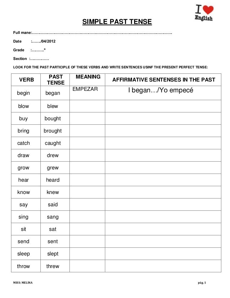 Simple past tense