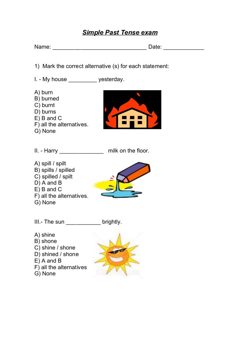 Simple Past Tense Exam 3